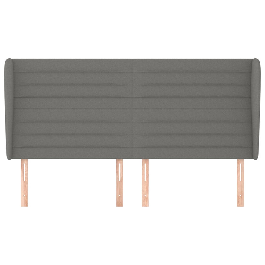 Hoofdbord met randen 163x23x118/128 cm stof donkergrijs 163 x 23 x 118/128 cm Donkergrijs