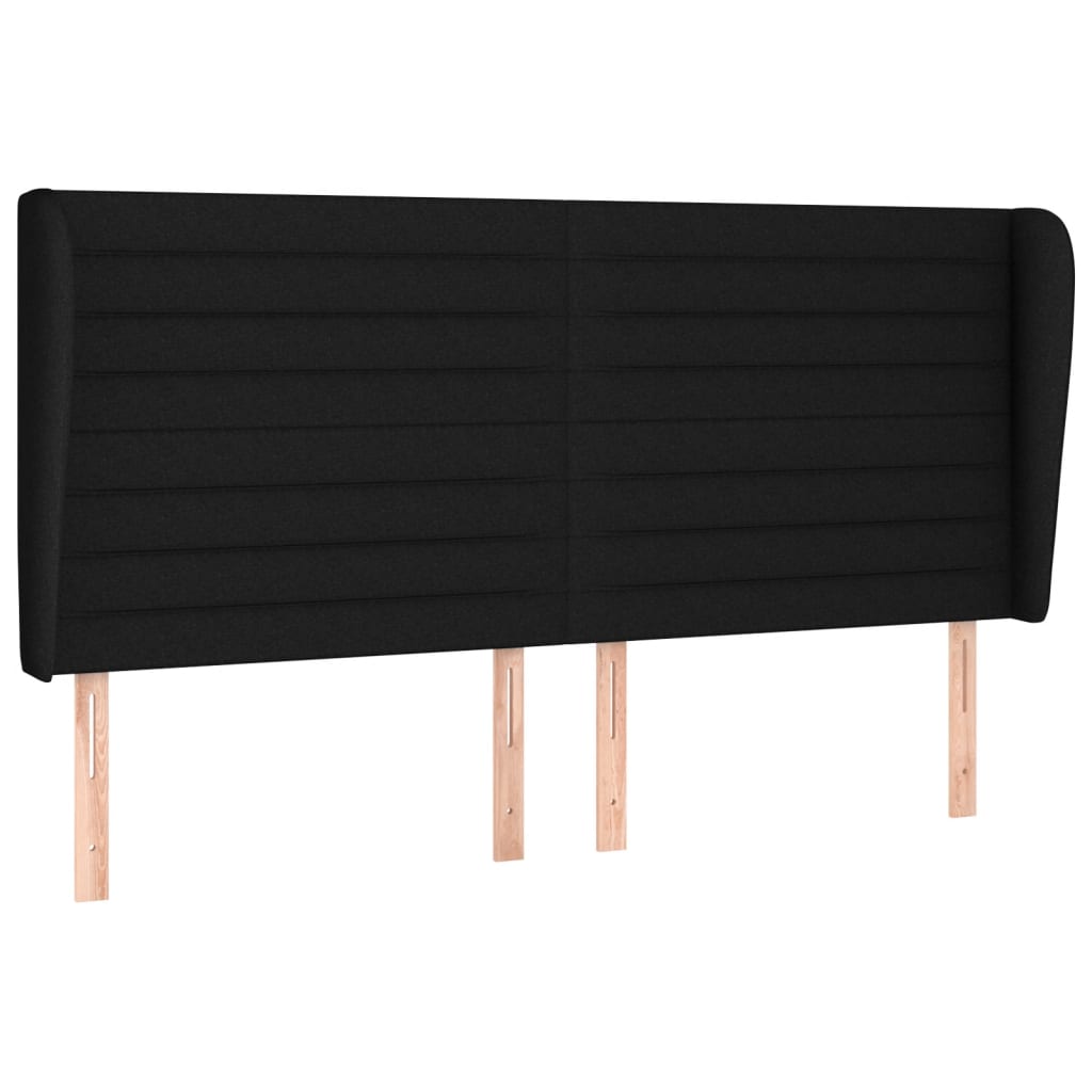 Hoofdbord Met Randen Stof 163 x 23 x 118/128 cm Zwart