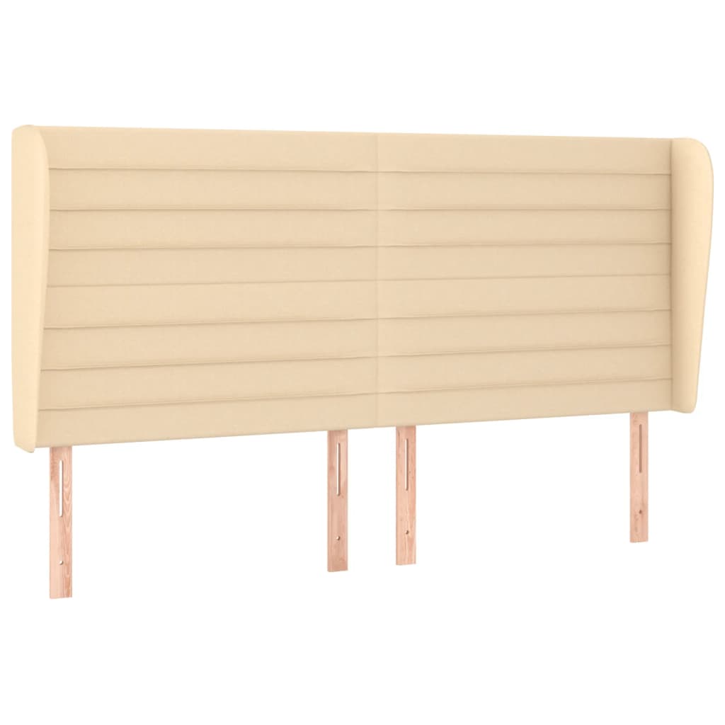 Hoofdbord Met Randen Stof Kleurig 163 x 23 x 118/128 cm Crème