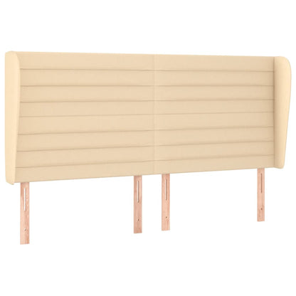 Hoofdbord Met Randen Stof Kleurig 163 x 23 x 118/128 cm Crème