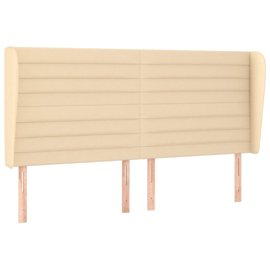 Hoofdbord Met Randen Stof Kleurig 163 x 23 x 118/128 cm Crème