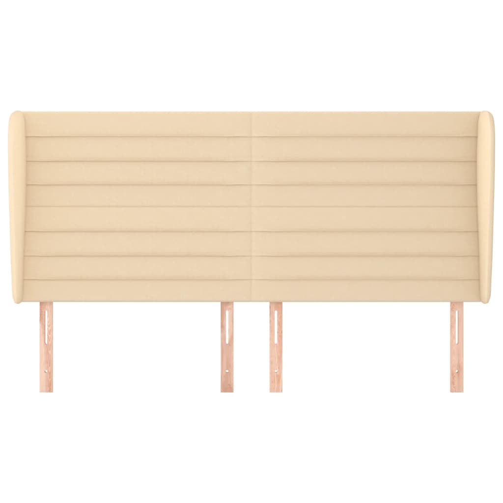 Hoofdbord Met Randen Stof Kleurig 163 x 23 x 118/128 cm Crème