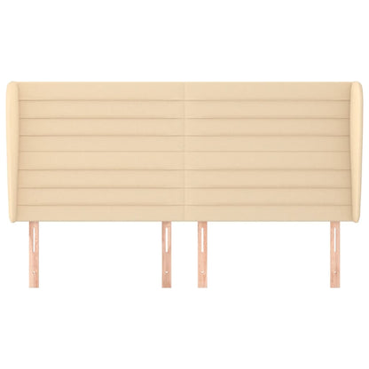 Hoofdbord Met Randen Stof Kleurig 163 x 23 x 118/128 cm Crème