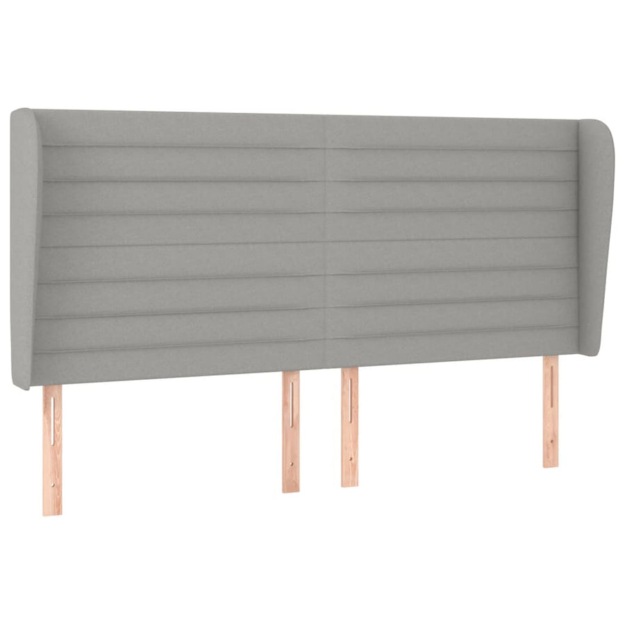 Hoofdbord met randen 183x23x118/128 cm stof lichtgrijs 183 x 23 x 118/128 cm Lichtgrijs
