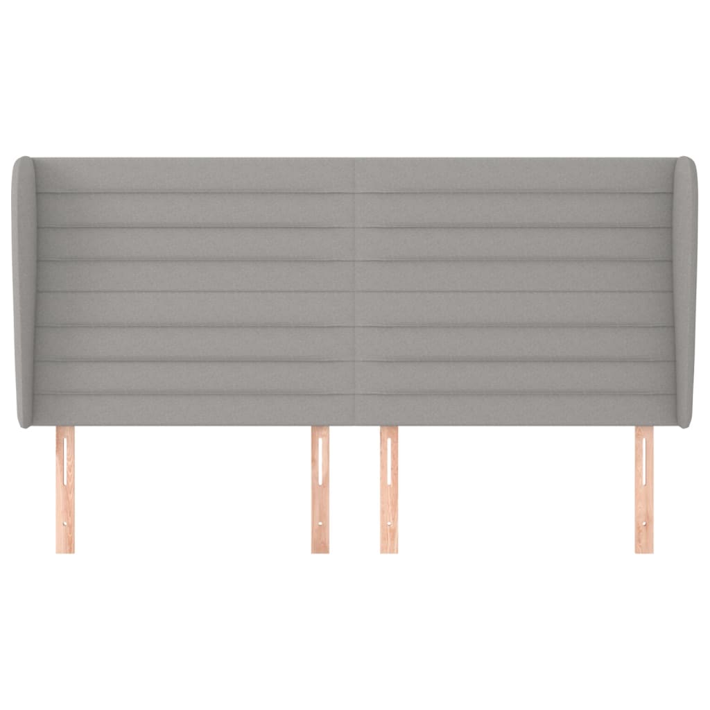 Hoofdbord met randen 183x23x118/128 cm stof lichtgrijs 183 x 23 x 118/128 cm Lichtgrijs