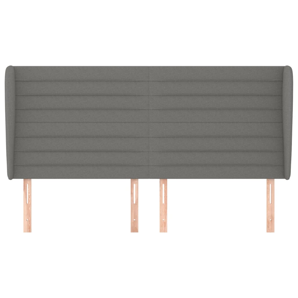 Hoofdbord met randen 183x23x118/128 cm stof donkergrijs 183 x 23 x 118/128 cm Donkergrijs