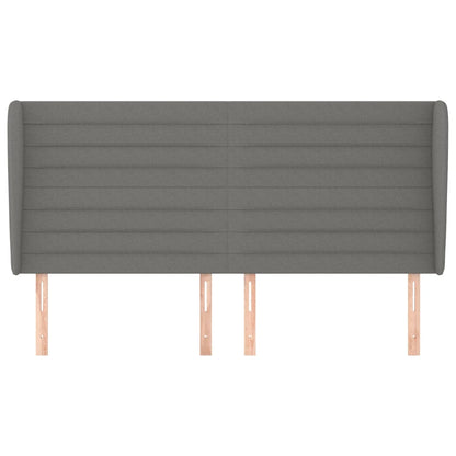 Hoofdbord met randen 183x23x118/128 cm stof donkergrijs 183 x 23 x 118/128 cm Donkergrijs