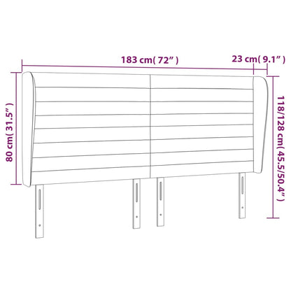 Hoofdbord met randen 183x23x118/128 cm stof donkergrijs 183 x 23 x 118/128 cm Donkergrijs