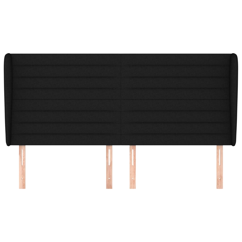 Hoofdbord met randen 183x23x118/128 cm stof zwart 183 x 23 x 118/128 cm Zwart