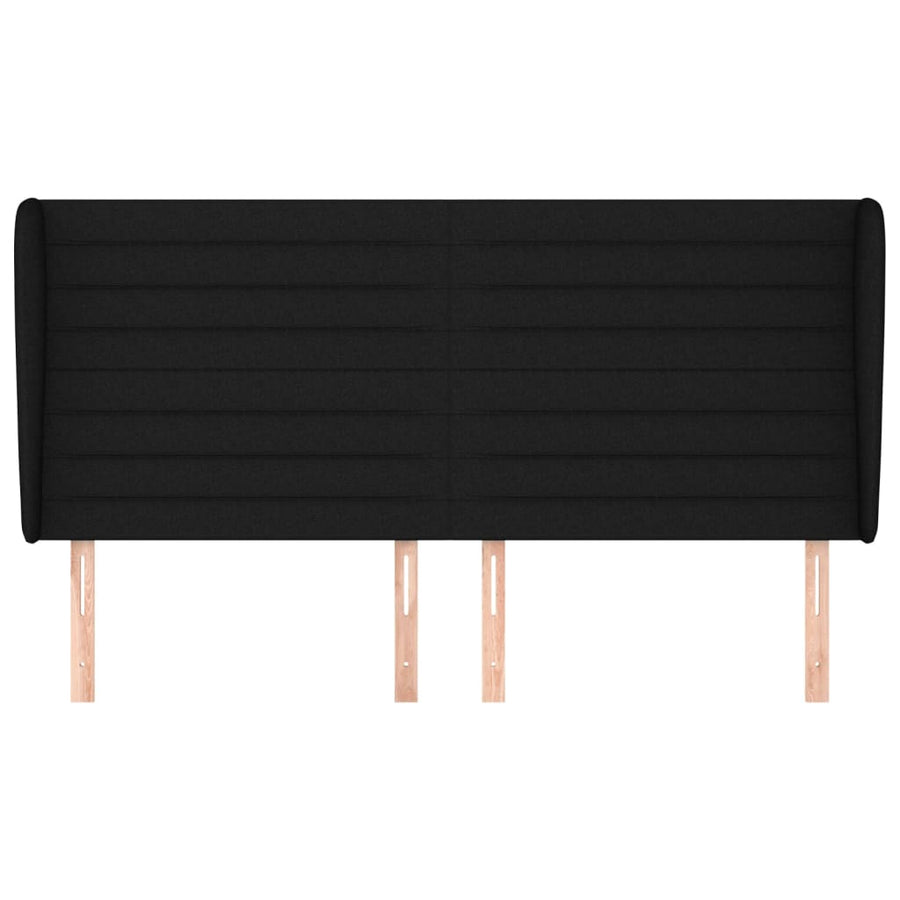 Hoofdbord met randen 183x23x118/128 cm stof zwart 183 x 23 x 118/128 cm Zwart