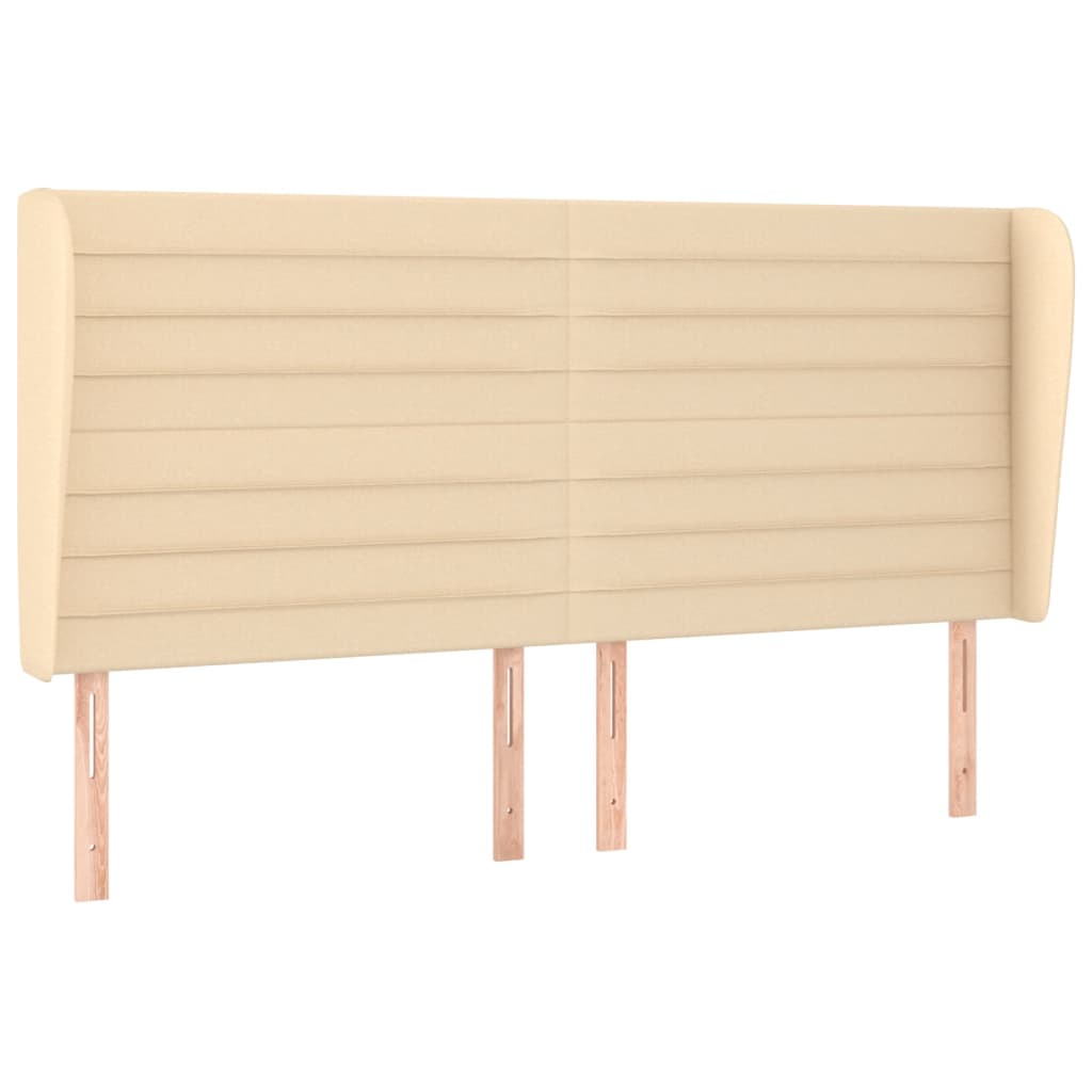 Hoofdbord Met Randen Stof Kleurig 183 x 23 x 118/128 cm Crème