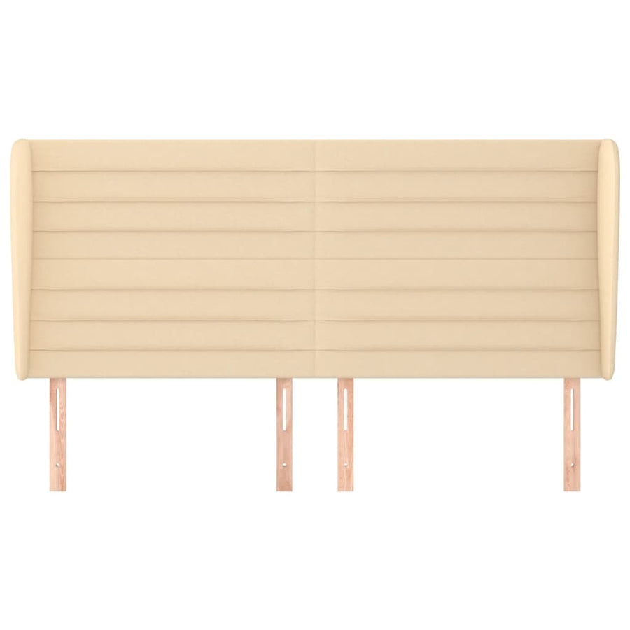 Hoofdbord Met Randen Stof Kleurig 183 x 23 x 118/128 cm Crème