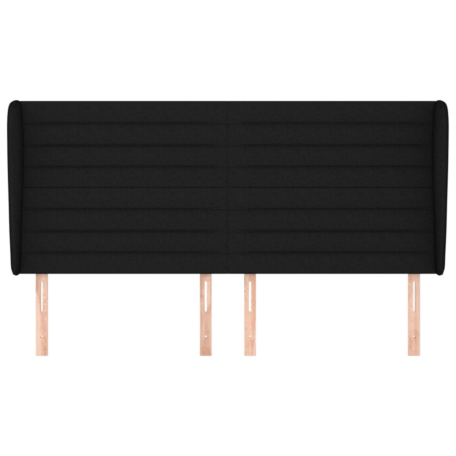 Hoofdbord met randen 203x23x118/128 cm stof zwart 203 x 23 x 118/128 cm Zwart