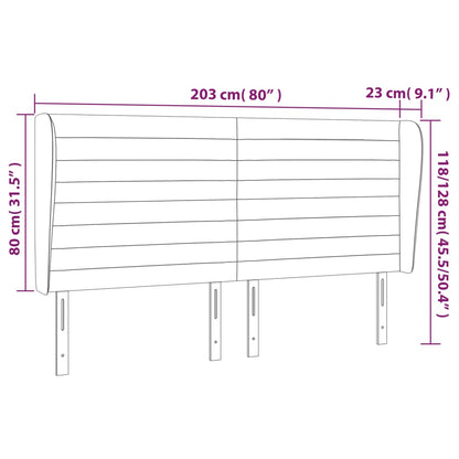 Hoofdbord met randen 203x23x118/128 cm stof zwart 203 x 23 x 118/128 cm Zwart