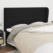Hoofdbord stof 203x23x118/128 cm zwart