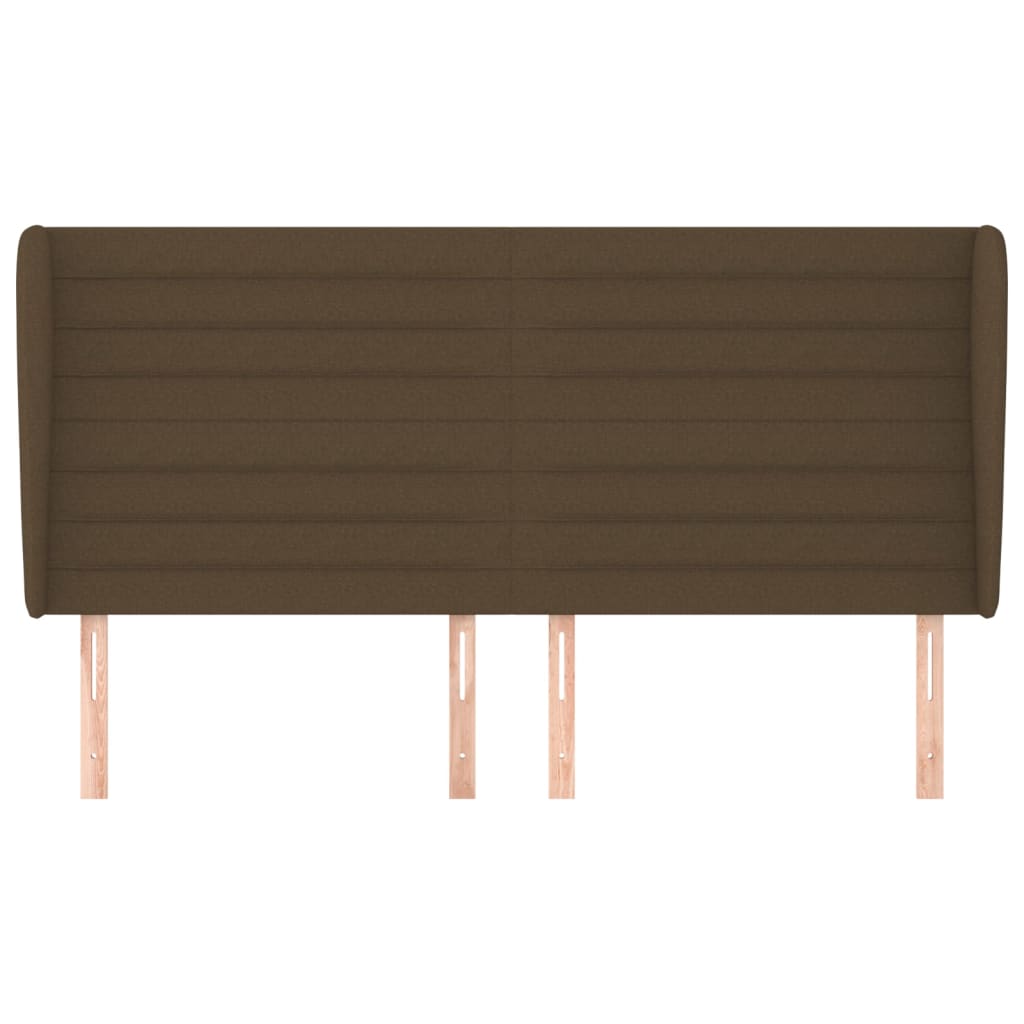 Hoofdbord met randen 203x23x118/128 cm stof donkerbruin 203 x 23 x 118/128 cm Donkerbruin