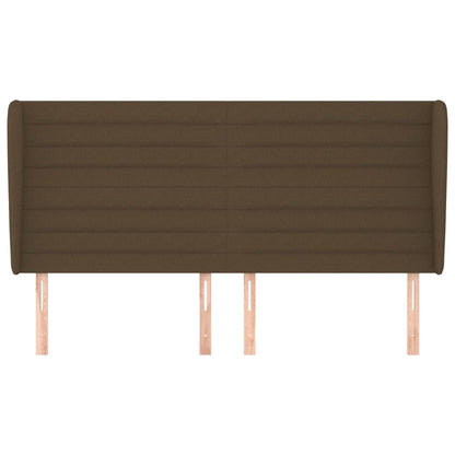 Hoofdbord met randen 203x23x118/128 cm stof donkerbruin 203 x 23 x 118/128 cm Donkerbruin