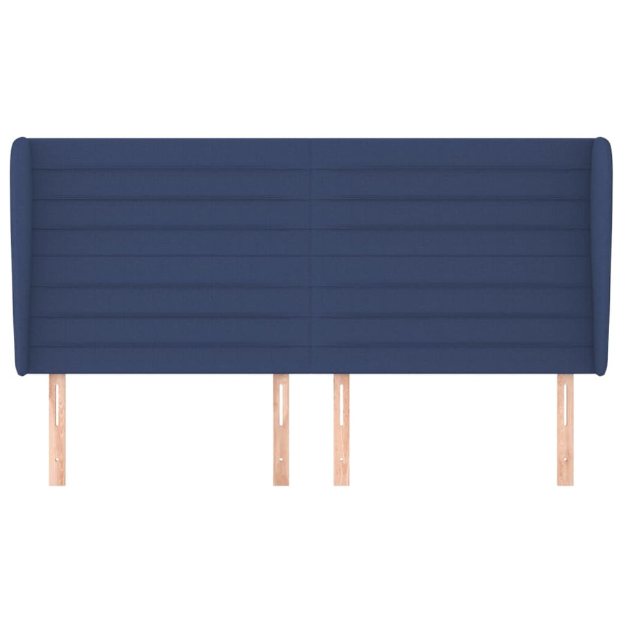 Hoofdbord Met Randen Stof 203 x 23 x 118/128 cm Blauw