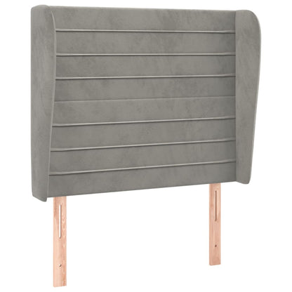 Hoofdbord Met Randen 83X23X118/128 Cm Fluweel Lichtgrijs