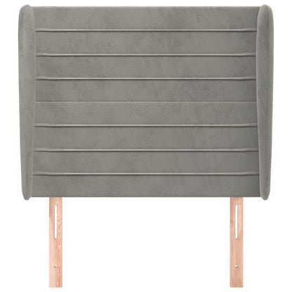 Hoofdbord Met Randen 83X23X118/128 Cm Fluweel Lichtgrijs