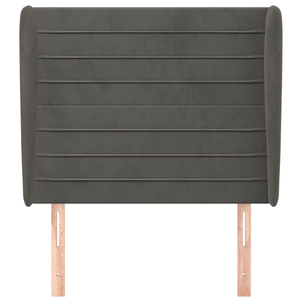 Hoofdbord Met Randen 83X23X118/128 Cm Fluweel Donkergrijs