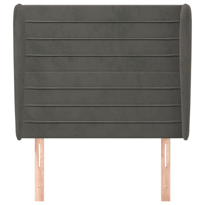 Hoofdbord Met Randen 83X23X118/128 Cm Fluweel Donkergrijs