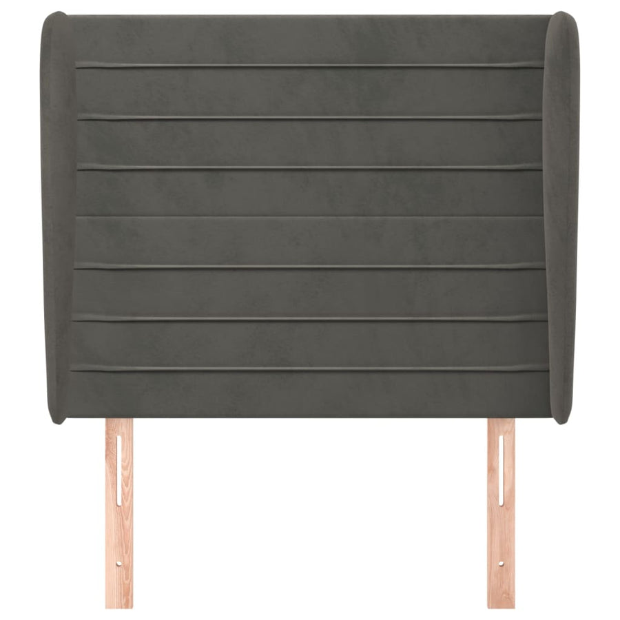 Hoofdbord Met Randen 83X23X118/128 Cm Fluweel Donkergrijs