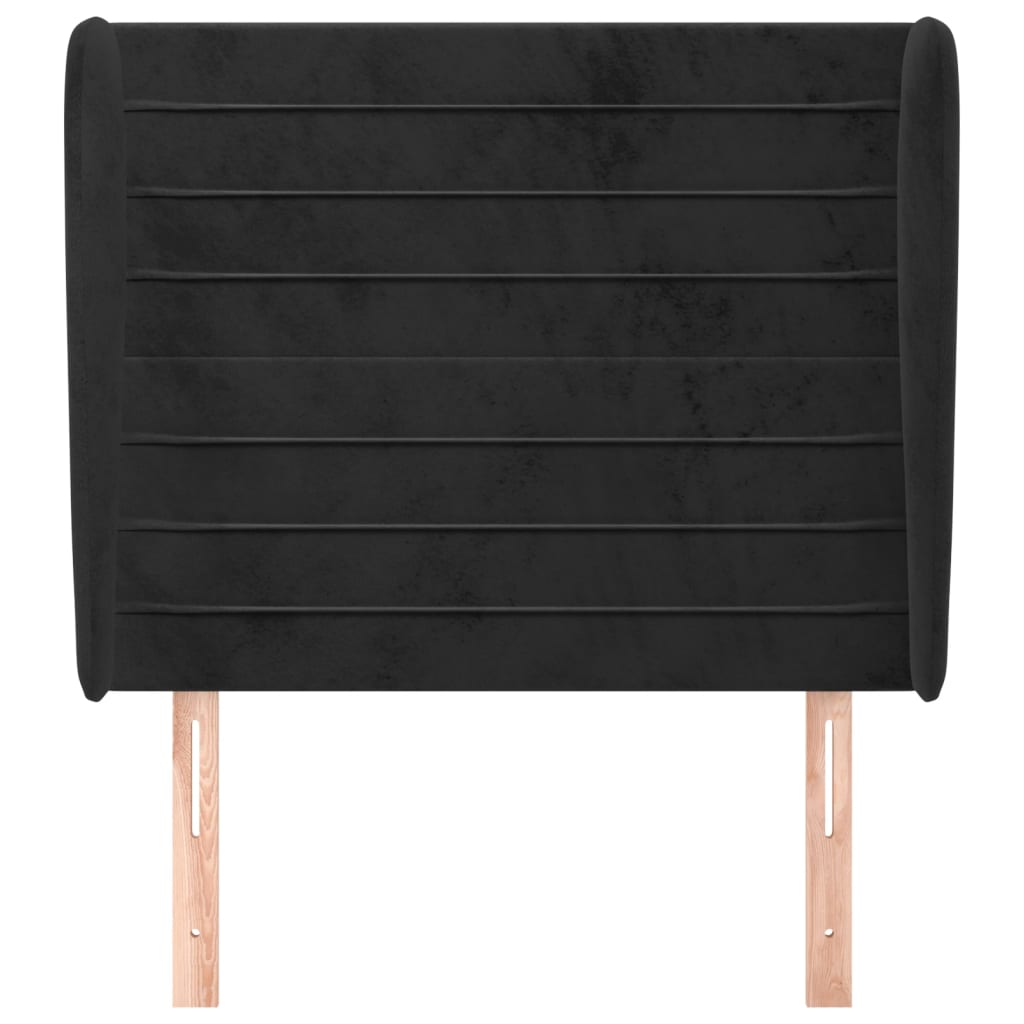 Hoofdbord Met Randen 83X23X118/128 Cm Fluweel Zwart