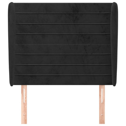 Hoofdbord Met Randen 83X23X118/128 Cm Fluweel Zwart