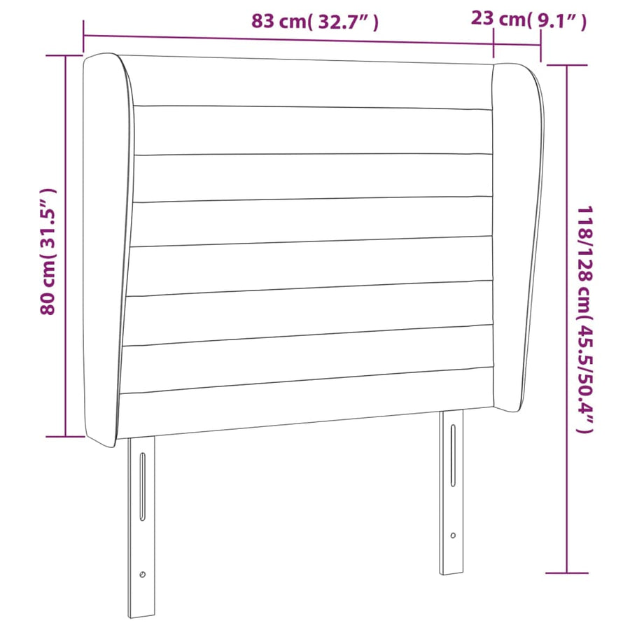 Hoofdbord Met Randen 83X23X118/128 Cm Fluweel Zwart