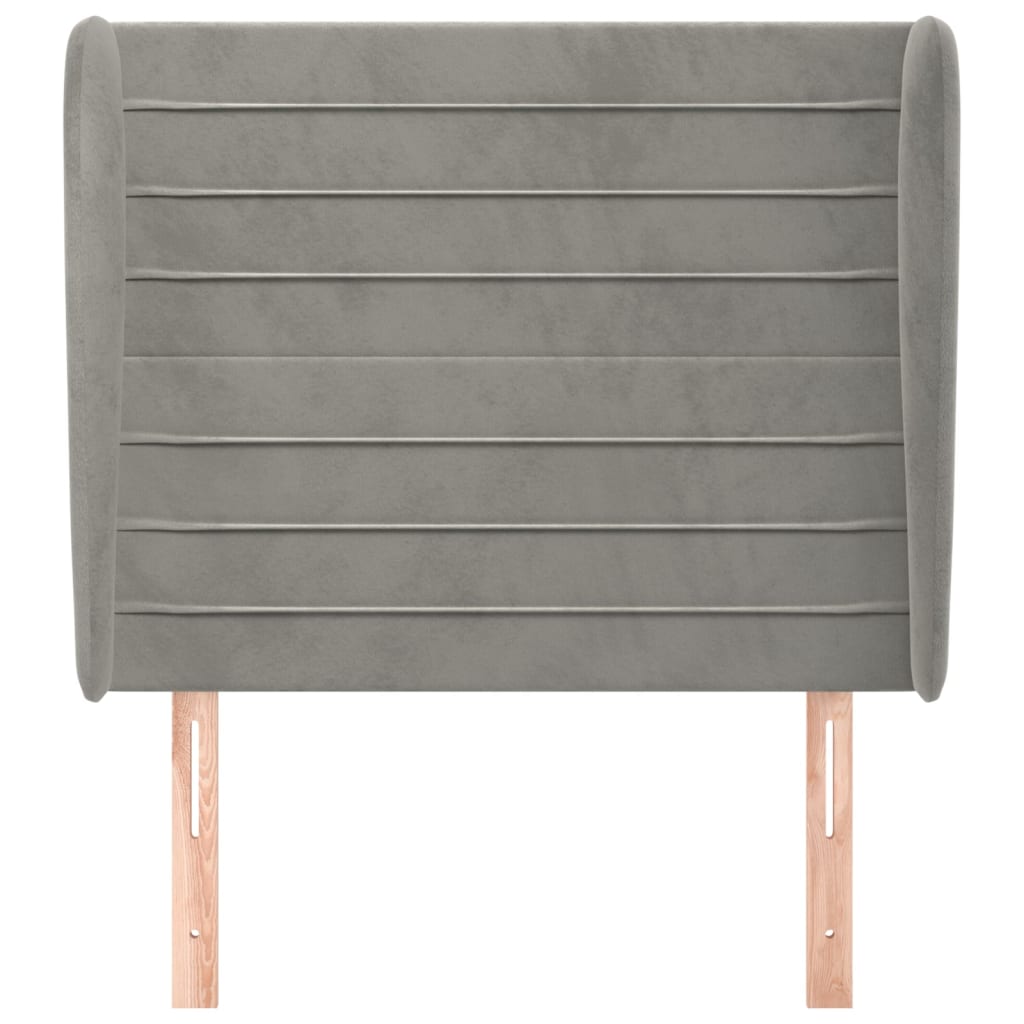Hoofdbord Met Randen 93X23X118/128 Cm Fluweel Lichtgrijs