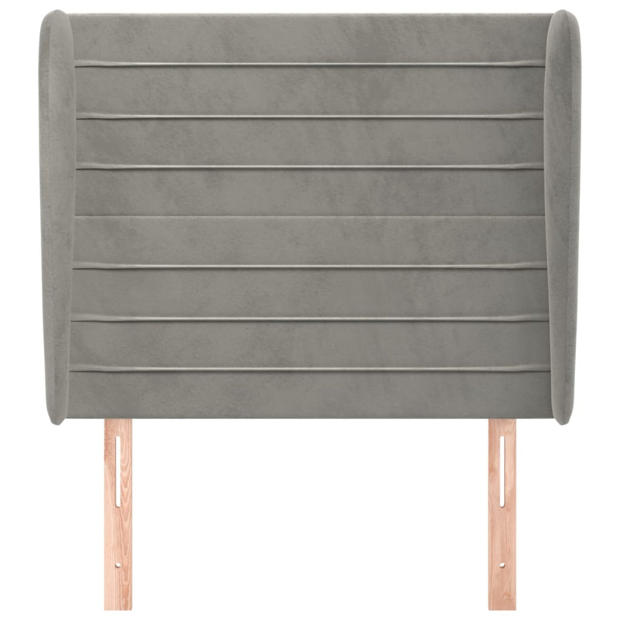 Hoofdbord Met Randen 93X23X118/128 Cm Fluweel Lichtgrijs