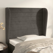 Headboard with edges 93x23x118/128 cm velvet dark grey