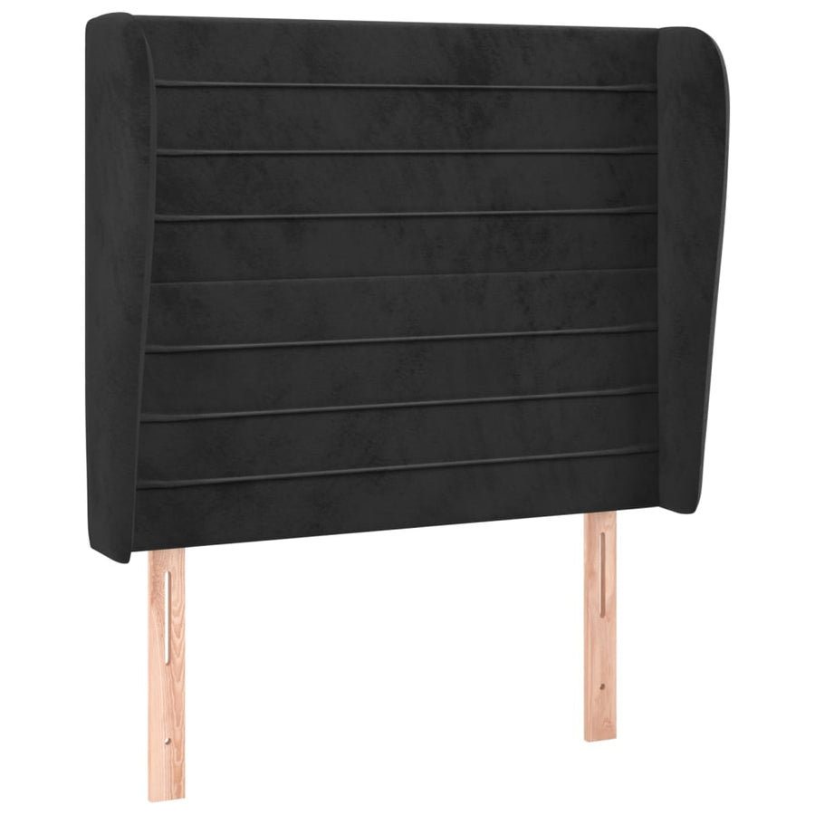 Hoofdbord Met Randen 93X23X118/128 Cm Fluweel Zwart