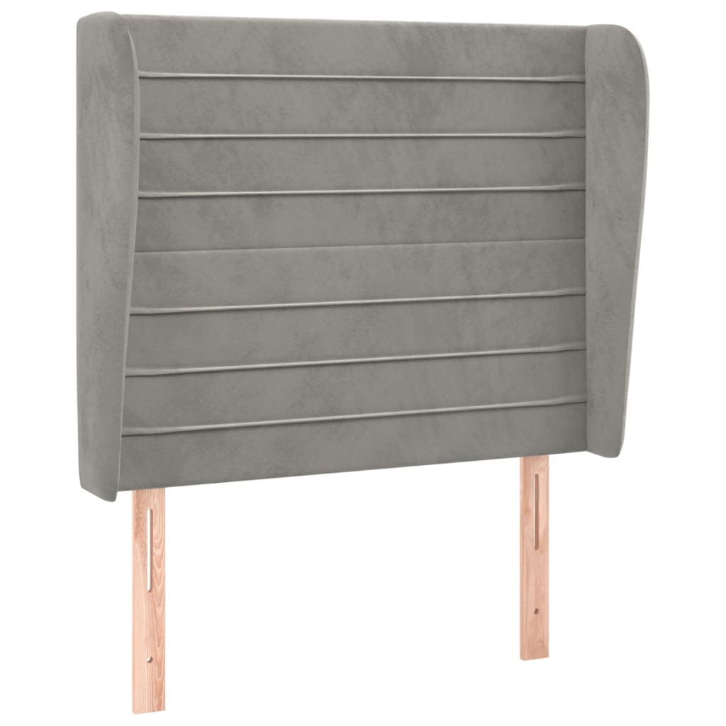 Hoofdbord Met Randen 103X23X118/128 Cm Fluweel Lichtgrijs