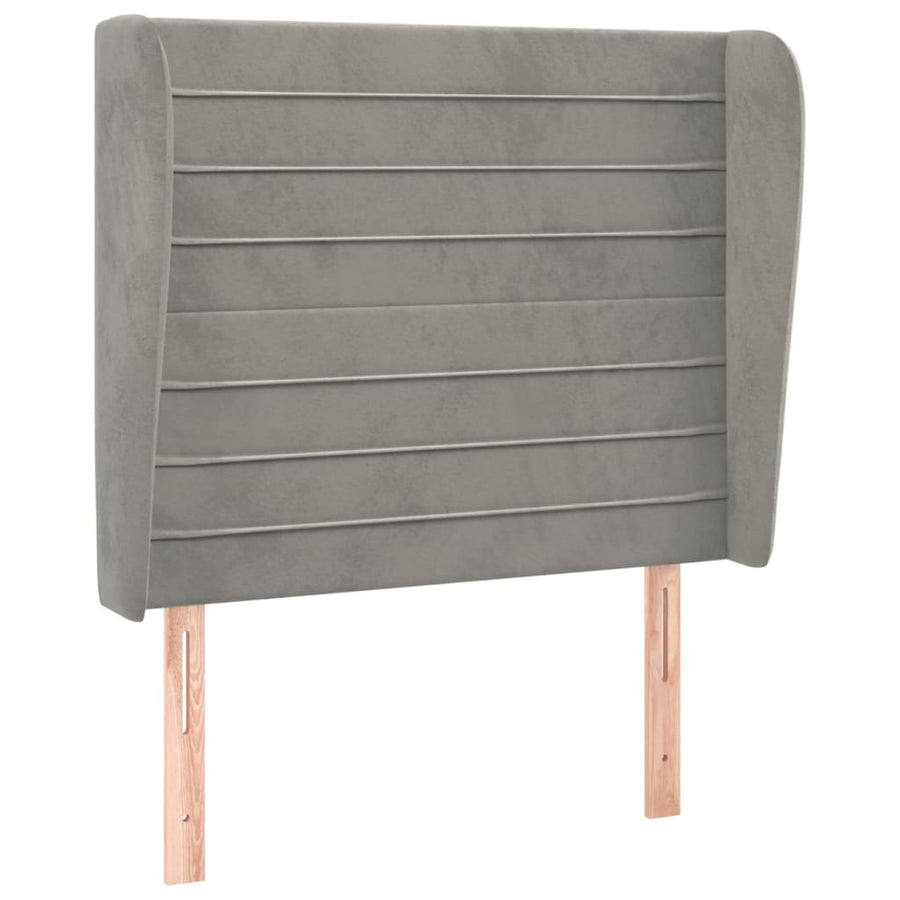 Hoofdbord Met Randen 103X23X118/128 Cm Fluweel Lichtgrijs