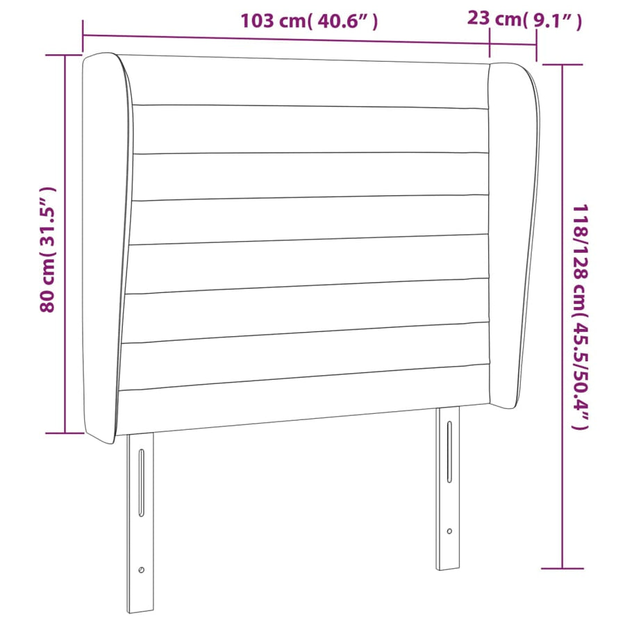 Hoofdbord Met Randen 103X23X118/128 Cm Fluweel Lichtgrijs