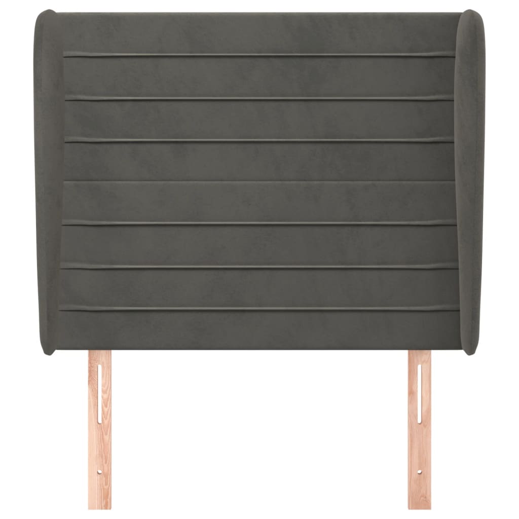 Hoofdbord Met Randen 103X23X118/128 Cm Fluweel Donkergrijs