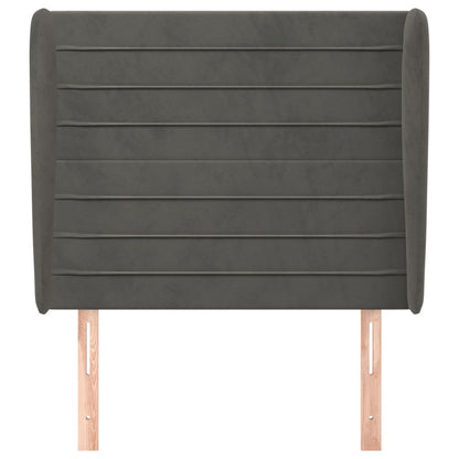 Hoofdbord Met Randen 103X23X118/128 Cm Fluweel Donkergrijs