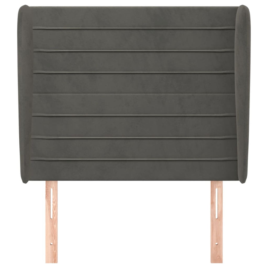 Hoofdbord Met Randen 103X23X118/128 Cm Fluweel Donkergrijs