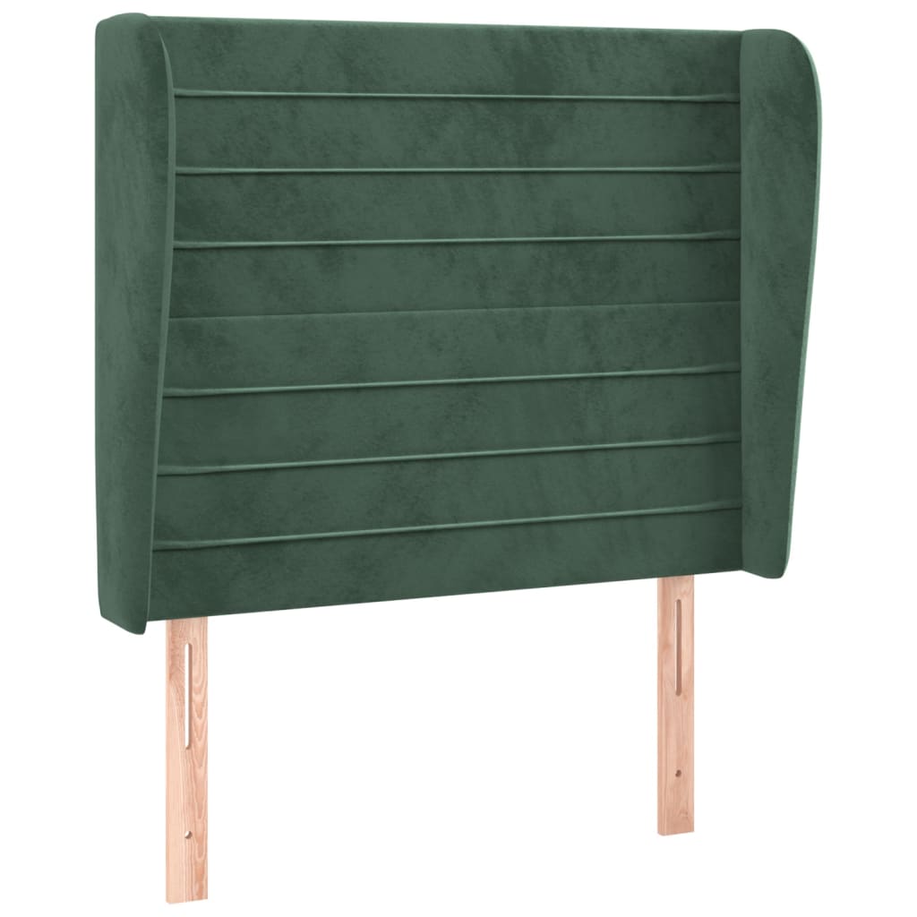 Hoofdbord met randen 103x23x118/128 cm fluweel donkergroen