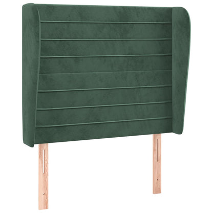 Hoofdbord met randen 103x23x118/128 cm fluweel donkergroen