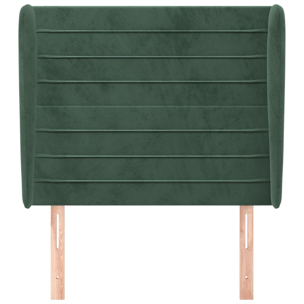 Hoofdbord met randen 103x23x118/128 cm fluweel donkergroen