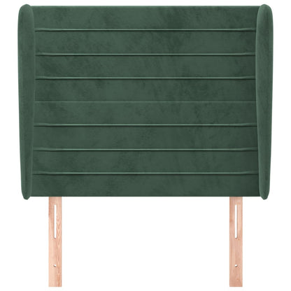 Hoofdbord met randen 103x23x118/128 cm fluweel donkergroen