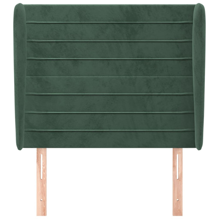 Hoofdbord met randen 103x23x118/128 cm fluweel donkergroen