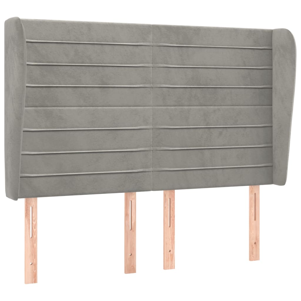 Hoofdbord Met Randen 147X23X118/128 Cm Fluweel Lichtgrijs