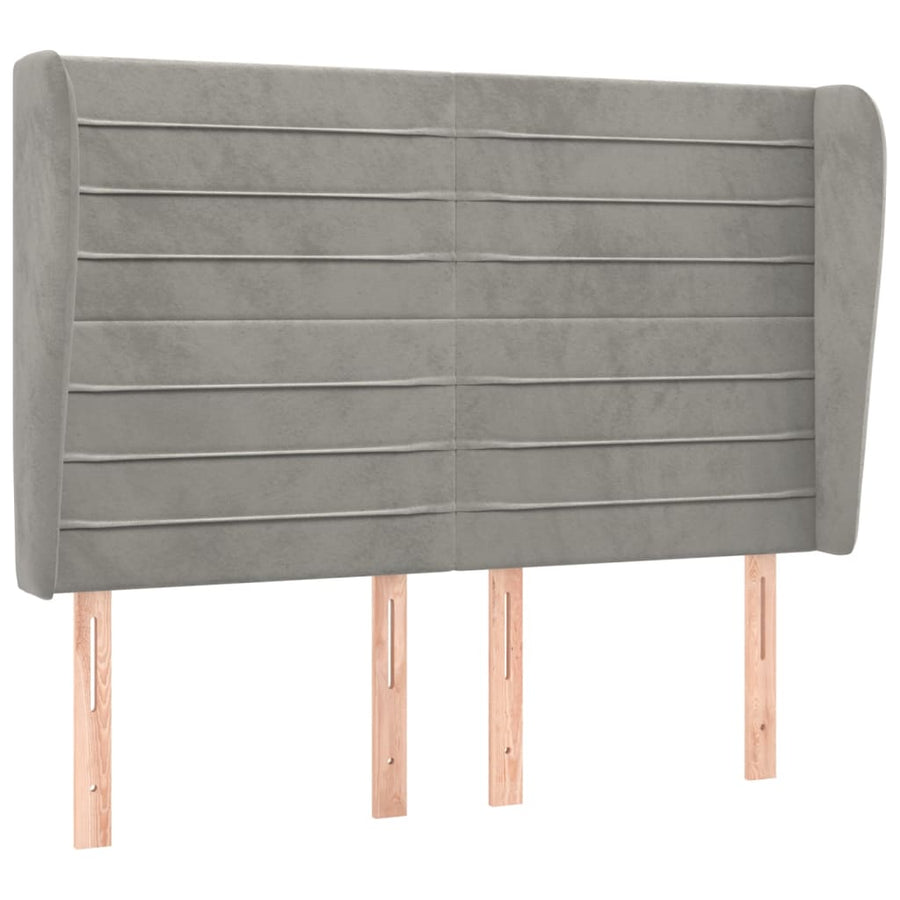 Hoofdbord Met Randen 147X23X118/128 Cm Fluweel Lichtgrijs