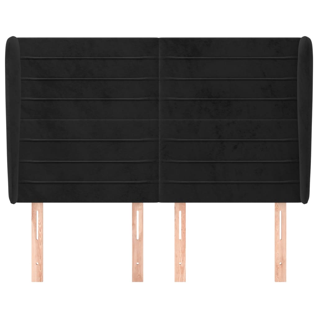 Hoofdbord Met Randen 147X23X118/128 Cm Fluweel Zwart