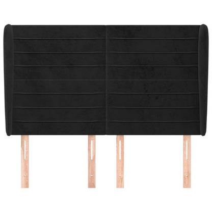 Hoofdbord Met Randen 147X23X118/128 Cm Fluweel Zwart