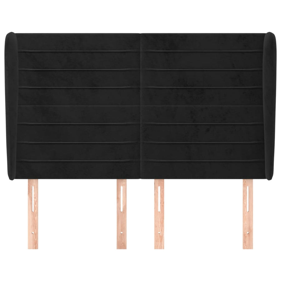 Hoofdbord Met Randen 147X23X118/128 Cm Fluweel Zwart